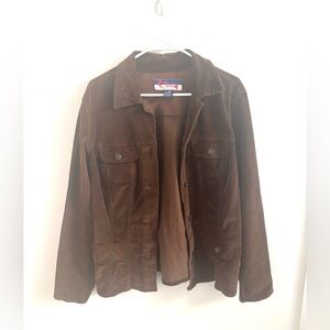 Womens Brown Corduroy Blazer Sz 14/16W Structured Button Front Jacket Outdoor